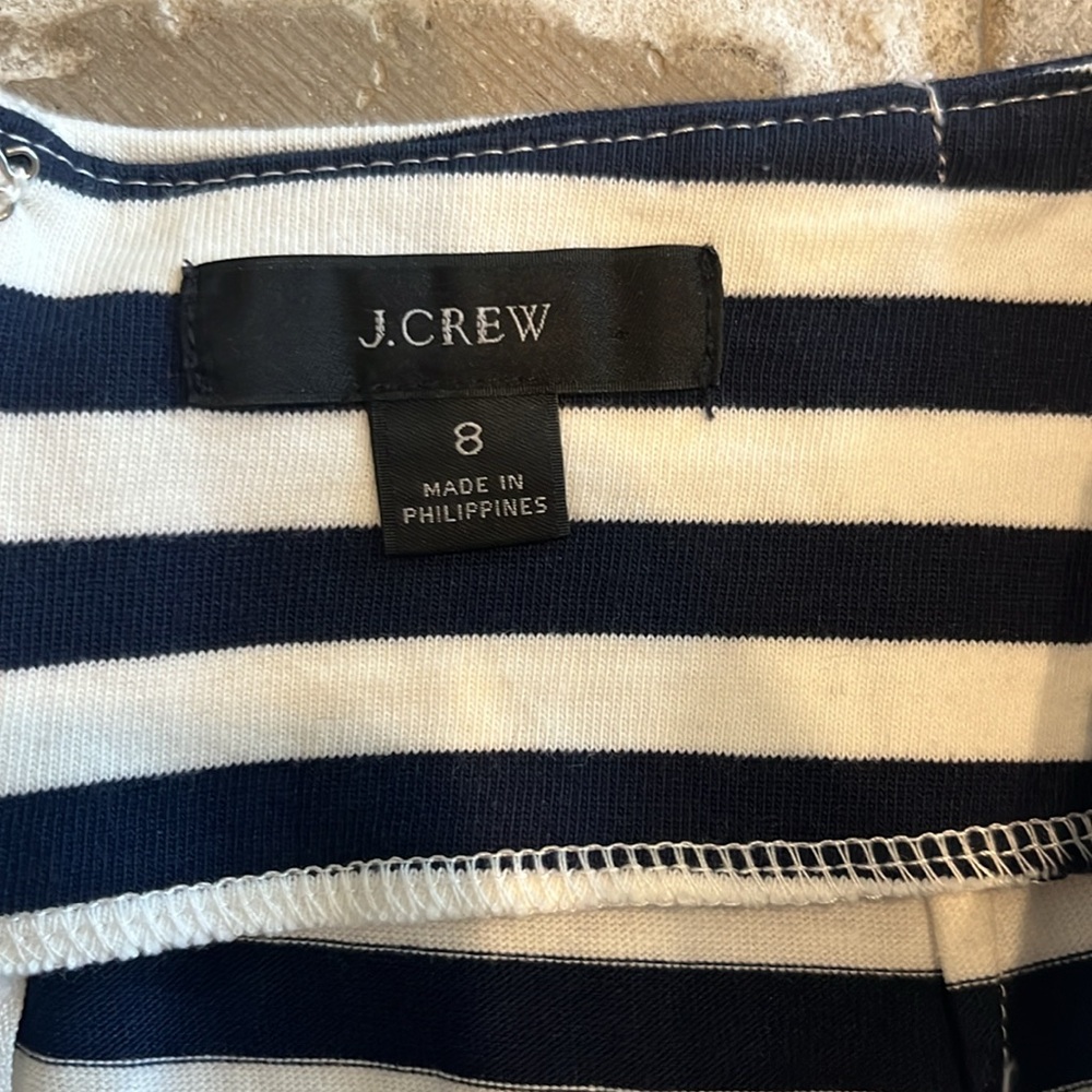 J. Crew Navy and White Midi Cotton Knit Skirt - Picture 4 of 5